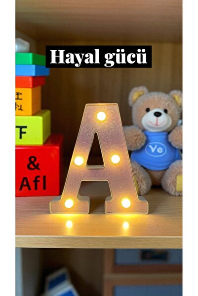 Valoria Stil A Harfi Işıklı Dekoratif - Pembe Parıltılı Led Lambası