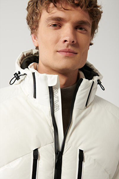 Avva Unisex Φουσκωτό M - Λευκό, Αντιανεμικό και Αδιάβροχο, Αποσπώμενος γιακάς με κουκούλα με λουράκι