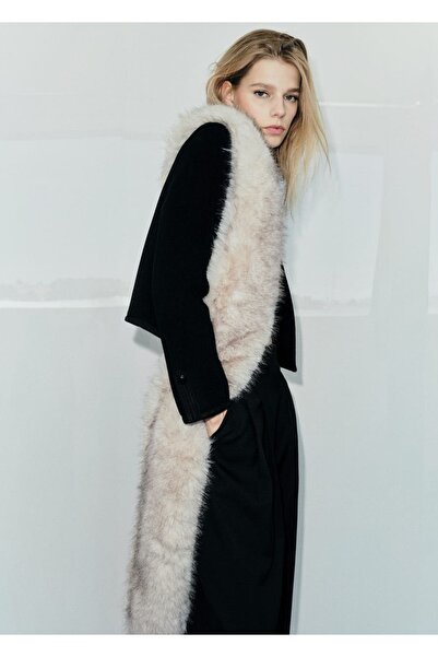 MANGO Woman Kürk görünümlü atkı