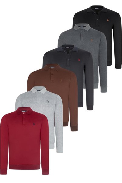 Dewberry Erkek Pamuklu Sweatshirt 6'lı Set Siyah-Lacivert-Antrasit-Gri-Bordo-...