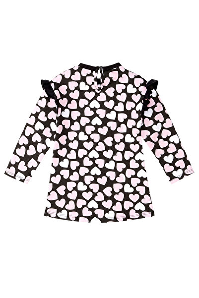 Denokids Сребърна рокля с дълъг ръкав за момиче