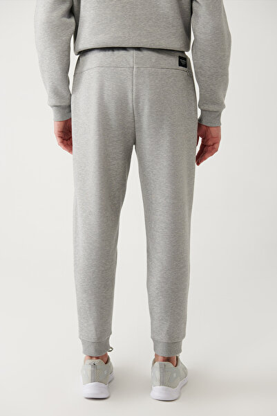 Avva Graue Herren-Jogginghose mit Schnürung an der Taille und 3-fädigem, elastischem Bein A32y3464