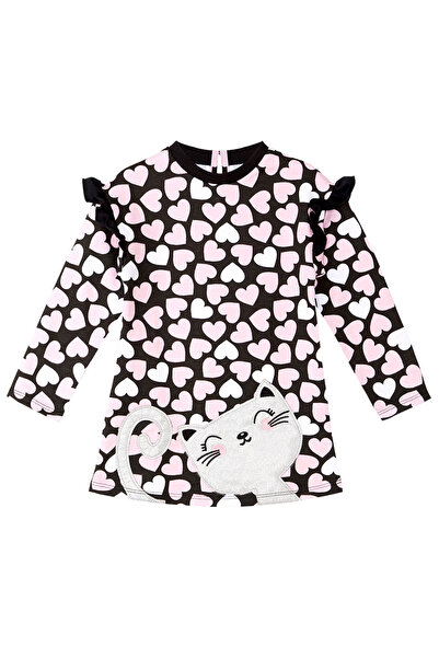 Denokids Сребърна рокля с дълъг ръкав за момиче