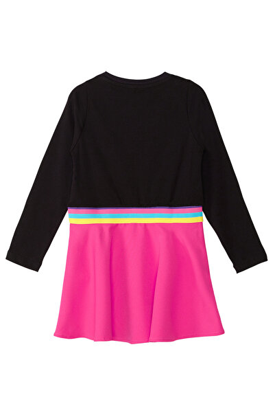 MSHB&G Zimní dívčí šaty s emotikony a elastickým pasem, černorůžová