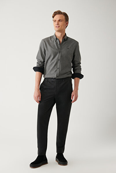 Avva Ανδρικό ανθρακί πλεκτό παντελόνι Fleto τσέπης Chino με ελαστικό στο πλάι...