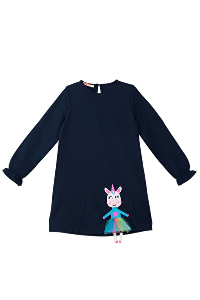 Denokids Lilycorn sötétkék - Tüllruha lányoknak, rugalmas ujjú