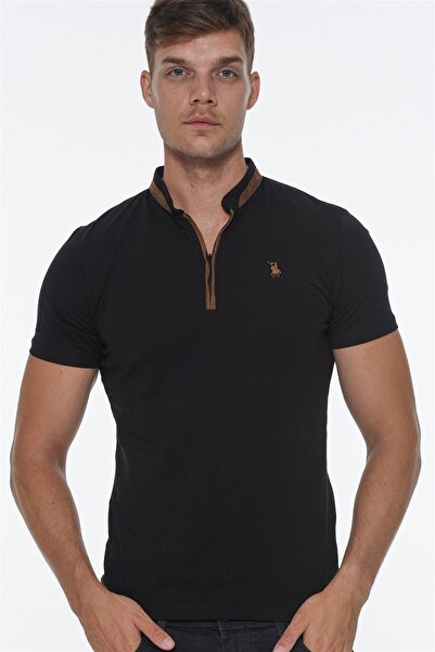Dewberry Men's Zippered T-Shirt Cotton Basic Comfortable Casual Sports Minima...