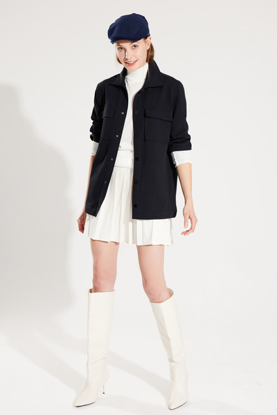 Avva Чоловіча синя класична сорочка з діагональним коміром, двома кишенями та капюшоном A32Y2092