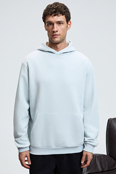 GRIMELANGE Draco Men's Organic Fabric Fleece Lined Soft Kangaroo Pocket Hooded Gray Sweatshirt