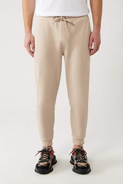 Avva Μπεζ ανδρική φούτερ - 3 κλωστές, μέση με κορδόνια, εμπριμέ A32y3411