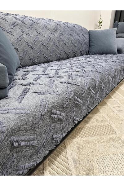 ŞENER HOME Bearded Limi Chenille Tufted Sofa Bed Cover