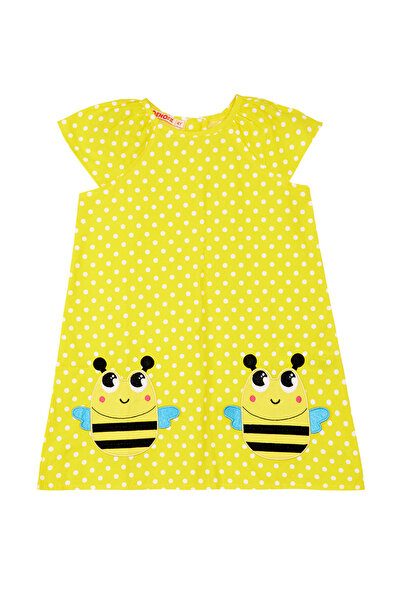 Denokids Жълта лятна рокля на точки за момичета