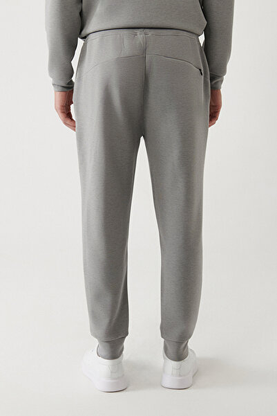 Avva Men's Gray Soft Touch Lace-Up Waist Printed Sweatpants A32Y3431