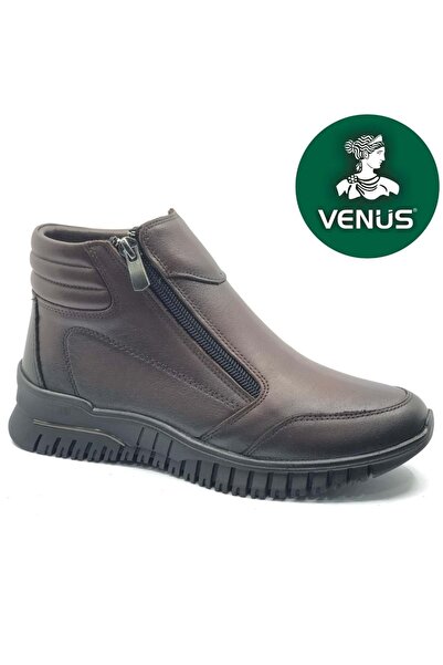 Venüs Ekko Genuine Leather Flat Non-Slip Sole Orthopedic Women's Boots Brown