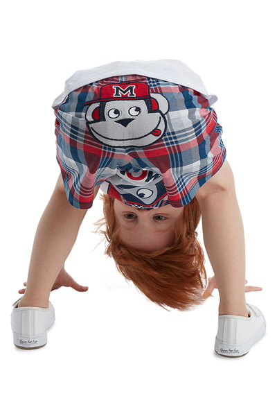 Denokids Monkey Plaid Boy's póló rövidnadrág szett