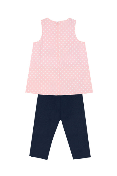 Denokids Rózsaszín sötétkék nyúl mintás nyári póló és leggings szett lányoknak