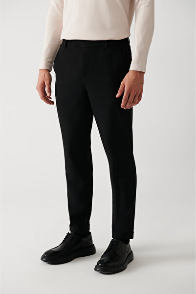 Avva Čierne strečové nohavice Chino - bočné vrecká a dvojité nohy A32Y3076