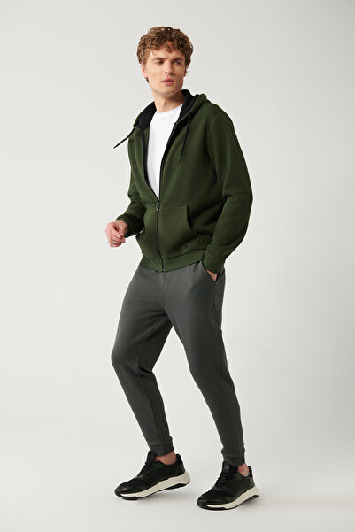 Avva Erkek Haki Beli Bağcıklı 2 İplik Şardonsuz Eşofman Altı A32Y3456