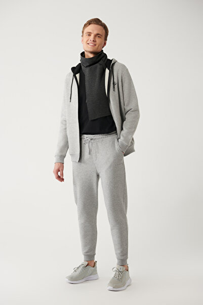 Avva Men's Gray Lace-Up 3-Thread Raised Printed Sweatpants A32Y3411