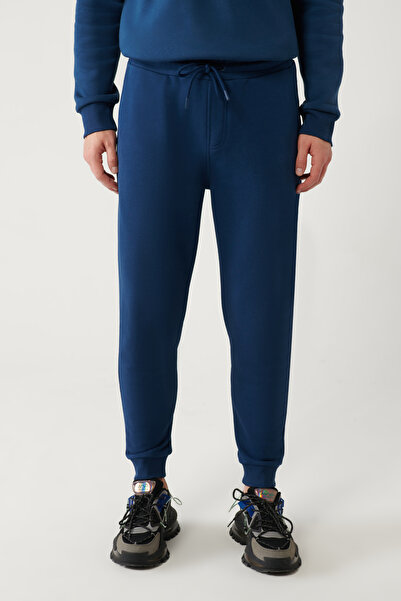 Avva Indigo Men's Sweatpants - Lace-Up Waist, 3 Thread, Printed A32Y3411