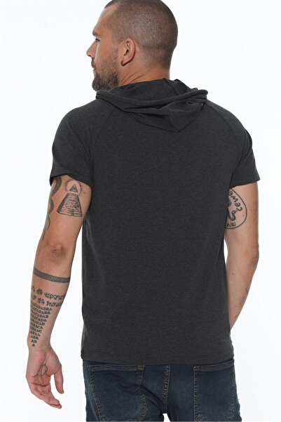 Dewberry T8570 Men's Hooded T-Shirt-Anthracite