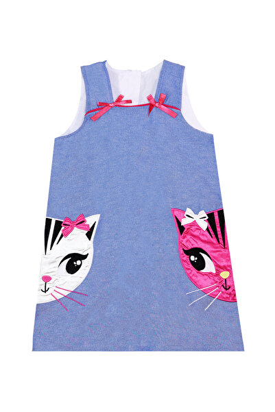 Denokids Blue Pocket Sleeveless Summer Dress for Girl