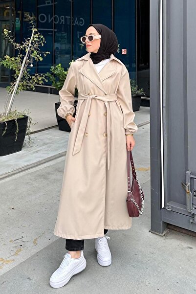 lamelif Καμπαρντίνα με κουμπιά Μπεζ