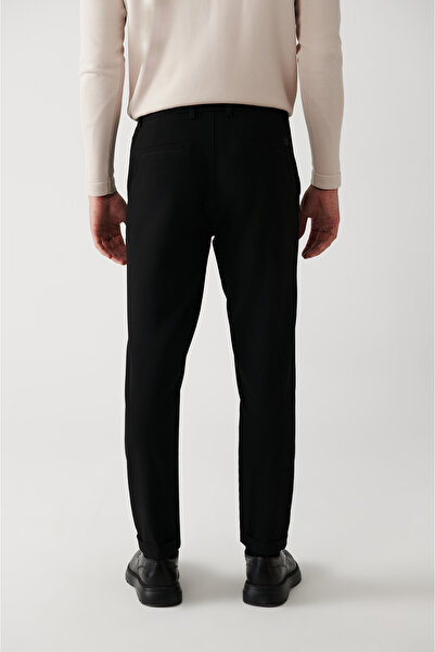 Avva Čierne strečové nohavice Chino - bočné vrecká a dvojité nohy A32Y3076