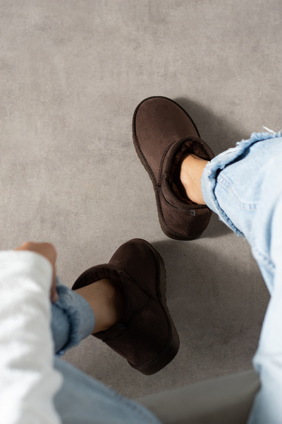 BirEylül Shoes Süet İçi Kürklü Premium Acı Kahve Kadın Bot