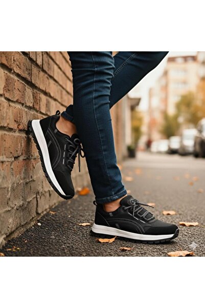 homiro Men's Winter Waterproof Sports Shoes - Black and White