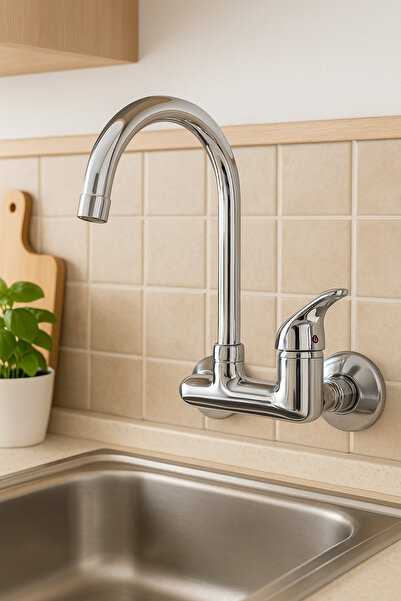 Viosa VİOSA Delta Mix Duvardan Delta Borulu Mutfak Evye Aplike Bataryası