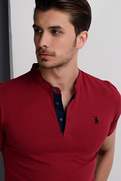 Dewberry T8560 DEWBERRY T-SHIRT-LIGHT BORDO
