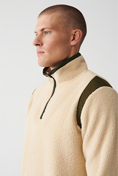 Avva Ανδρικό βελούδινο φούτερ με γιακά με μισό φερμουάρ A32y1221