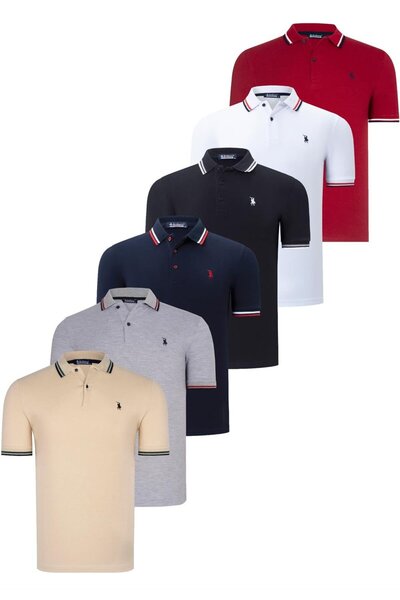 Dewberry ALTILI SET T8594 DEWBERRY ERKEK T-SHIRT-SİYAH-BEYAZ-LACİVERT-GRİ-BEJ...
