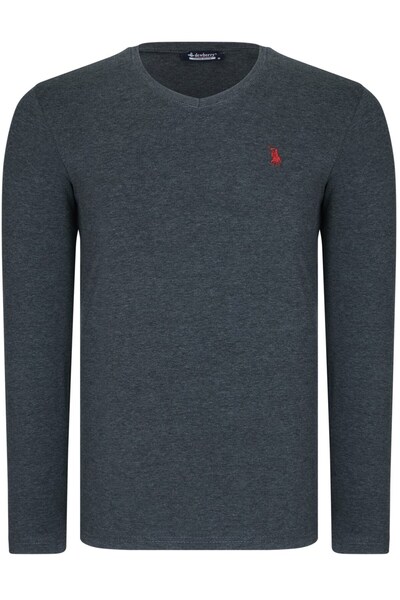 Dewberry Tricou pentru bărbați cu decolteu în V și mânecă lungă, din bumbac, ...