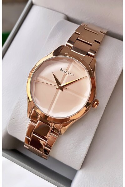 Ferrucci Marka Sarı Gümüş Renk Çelik Kordon 2 Yıl Garantili Kadın Kol Saati - Bileklik