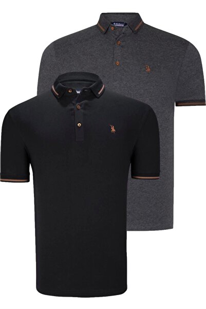 Dewberry ΣΕΤ ΔΥΟ ΤΕΜΑΧΙΩΝ T8586 DEWBERRY ΑΝΔΡΙΚΟ T-SHIRT-ΜΑΥΡΟ-ΑΝΘΡΑΚΙΤΙΚΟ