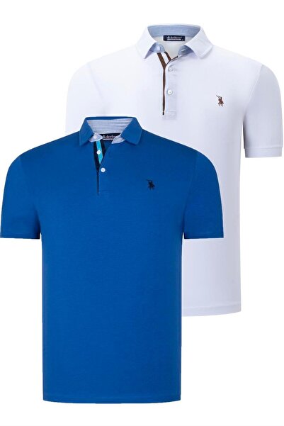 Dewberry ΣΕΤ ΔΥΟ ΤΕΜΑΧΙΩΝ T8582 ΑΝΔΡΙΚΟ T-SHIRT-ΛΕΥΚΟ-SAKS