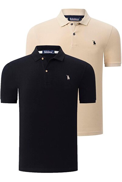 Dewberry SET DUBLU T8561 TRICOU BĂRBAȚI-BEJ-NEGRU