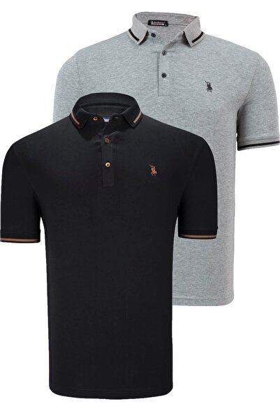Dewberry ΣΕΤ ΔΥΟ ΤΕΜΑΧΙΩΝ T8586 DEWBERRY ΑΝΔΡΙΚΟ T-SHIRT-ΜΑΥΡΟ-ΓΚΡΙ