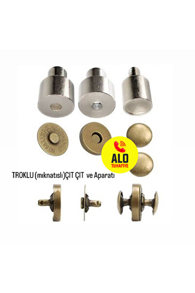 ALOTUHAFİYE TROKLU ÇITÇIT ÇANTA MIKNATISI 10 adet ve APARATI (GOLD)
