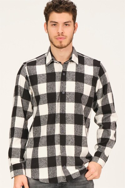 Dewberry G729 ERKEK EKOSE GÖMLEK-SİYAH