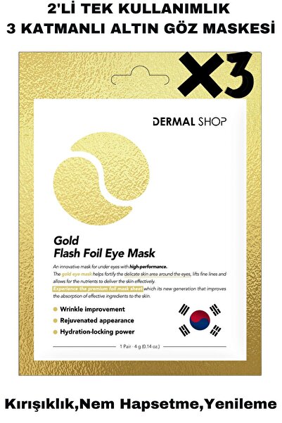 Dermal Tek Kullanımlık 3 Katmanlı Altın Göz Maskesi X3 Adet
