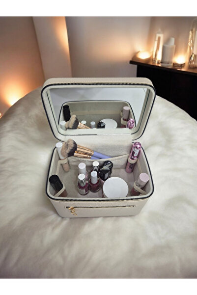 Moda fiesta حقيبة العناية بالمكياج أثناء السفر مع مرآة