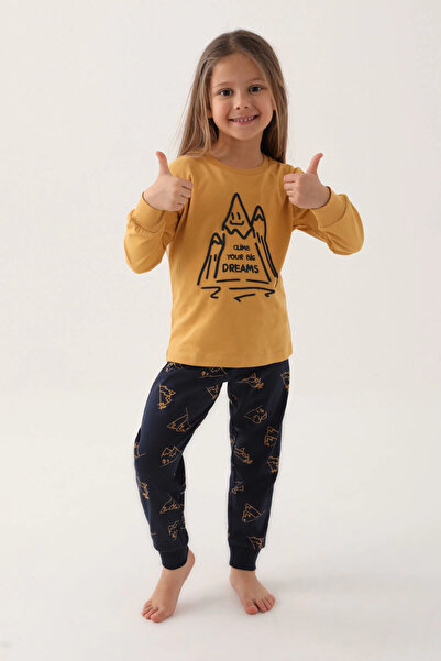 Rolypoly Climb Your Big Dreams Brown Girl's Long Sleeve Pajamas Set