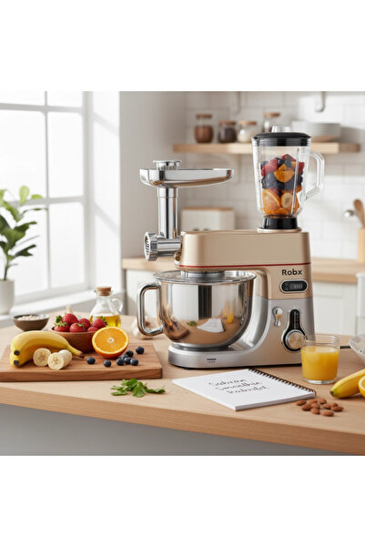 ROBX Sr50 Döküm Gövde 7 Litre Içli Köfte Hamur Yoğurma Makinesi Kıyma Çekme Erişte Blender mixer Set