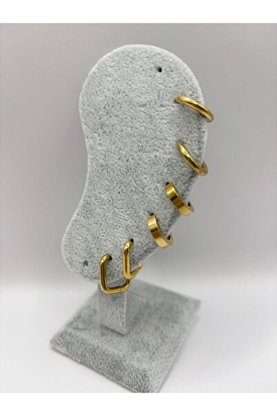 aurora dükkan أقراط دائرية مربعة الشكل من الفولاذ الذهبي