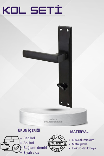 KAİZEN Kapı Kolu Lama Siyah Aynalı Wc-Banyo Sol Yön