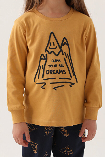 Rolypoly Climb Your Big Dreams Brown Girl's Long Sleeve Pajamas Set