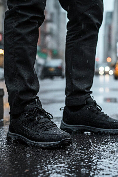 Giyyin Sneaker Μαύρα Αθλητικά Παπούτσια Καθημερινά Άνετα Ποιοτικά Με κορδόνια Ορθοπεδικά Κατάλληλα για το Χειμώνα